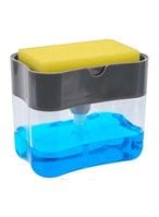 اشتري Generic 2-In-1 Sponge Rack Shelf Soap And Detergent Dispenser Pump Black 5.1X3.35X3.5Inch في الامارات