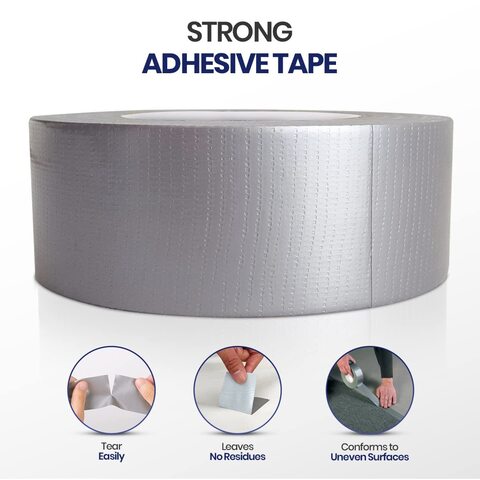 1 Roll Duct Tape, 2 inches x 15 yards Strong Adhesive Silver Tape for Packing, Kitchen Home, Office, Indoor &amp; Outdoor Use