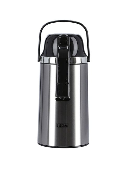 Delcasa Airpot Glass Vacuum Flask Silver/Black