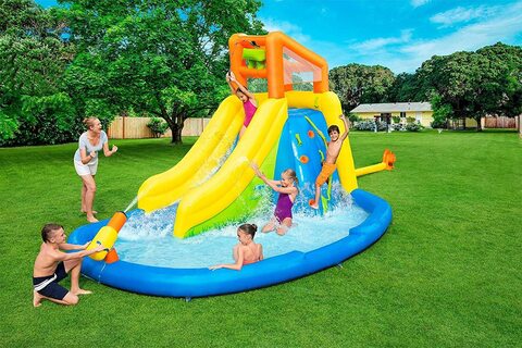 Fassturef Bouncy Castle, Inflatable Water Slide, Kids Inflatable Mega Water Park Bouncy Castle With Water Gun, Pool Water Slide