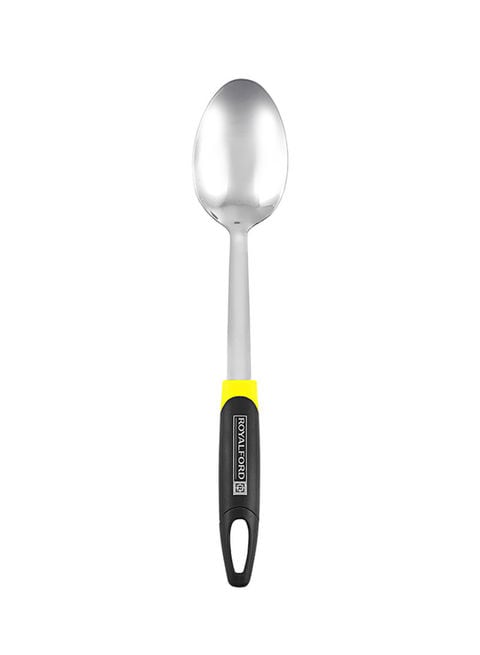 Royalford Stainless Steel Serving Spoon Silver/Black/Yellow