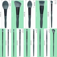 Deo King Makeup Brush Set With Pu Makeup Brush Bag Gray Green - 14-Piece