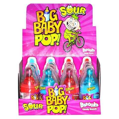 Bazooka Big Baby Pop Mega Sour Candy 26g Pack of 12