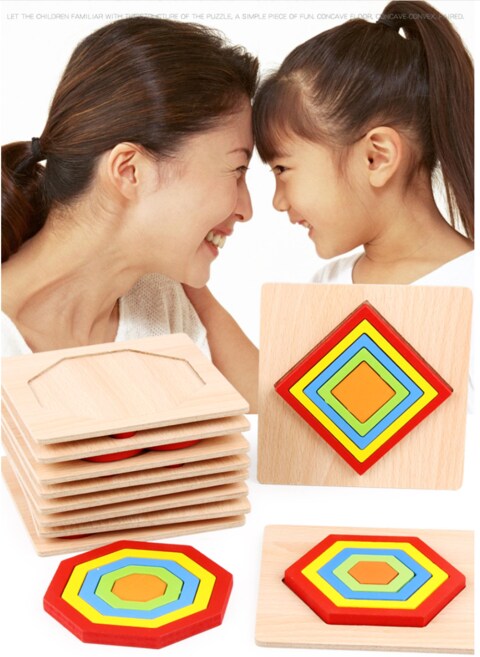 Dreamons Link 6 PIECES of 3d shapes wood geometric puzzle