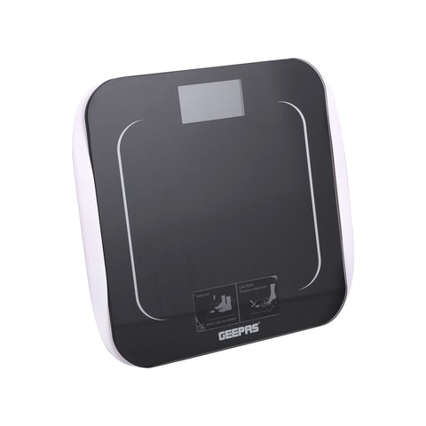 Geepas Super Slim Digital Personal Scale - Smart High Accuracy Large Lcd Screen | Auto On/Off &amp; Low Power/Overload Indication | 180Kg/400Lb | Slim Design 5Mm Tempered Glass