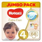 Buy Huggies Extra Care, Size 4, 8 -14 kg, Jumbo Pack, 68 Diapers in Saudi Arabia