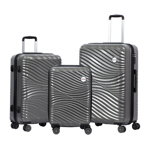 Biggdesign Moods Up Hard Luggage Sets With Spinner Wheels, Hardshell Luggage With Double Wheel, Travel Suitcase, Lock System, Lightweight Antracite 3 Pcs
