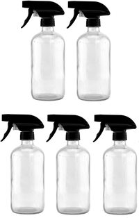 Star Cook 5pcs Clear Glass Spray Bottles Empty Boston Round Bottles Refillable Container Bottles for Essential Oils Cleaning Products Aromatherapy 250ml (250ML)