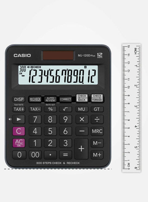 Casio - MJ-120D Plus-BK 12-Digit Financial And Business Calculator Black