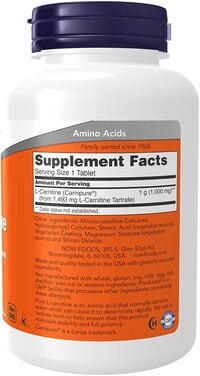 Now Foods L-Carnitine 1,000 Mg, Purest Form, Amino Acid, Fitness Support*, 100 Tablets
