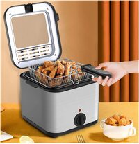 Electric Deep Fryer W/Basket And Lid, Countertop Kitchen Frying Machine, For Skewer Potato Chips Chicken Nuggets Fries Machine Commercial Use, Household Use