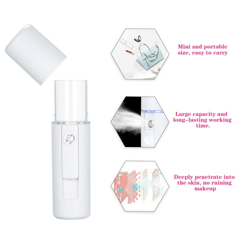 Anself-Mini Nano Moisture Spray Mist Beauty Moisturizing Hydrating Portable Spray Device Facial Steamer Face Care USB Rechargeable Humidifier Nano Handheld Sprayer