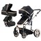 Aiwanto 3 in 1 Baby Stroller Luxury Pram Baby Stroller Lightweight Stroller Baby Push Chair Baby Carry Box Infant Stroller (Black)