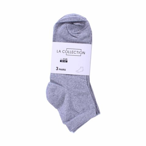 LA Collection Men&#39;s Ankle Socks 3 Pairs Pack Size 39-42 - Grey