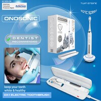 ONOSONIC DX-1 USB Rechargeable Sonic Electric Toothbrush with USB Charging Travel Case, Smart Timer, 5 Brushing Modes, Teeth Whitening Mode, for white and healthy teeth, Dentist Recommended