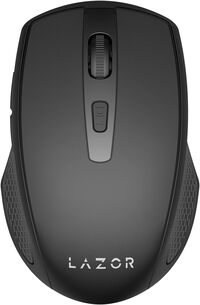 Lazor Tap-S Wm02C Wireless Mouse, Ergonomic PC Mouse With USB Receiver For Computer, Laptop, Desktop, 3 DPI Adjustable Button 800-1200-1600, 6 Buttons , Up To 10M Wireless Connection- Black