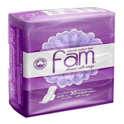 Buy Fam Maxi Classic Sanitary Pads With Wings White 10 countx3 in Saudi Arabia