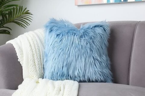 Blue faux sales fur pillow