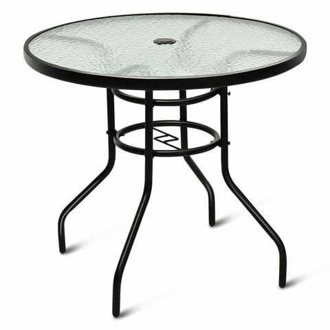 Round tempered glass patio store table and chairs