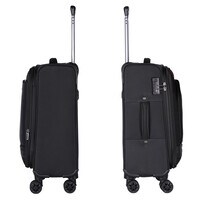 Eminent Expandable Luggage Trolley Bag Soft Suitcase for Unisex Travel Polyester Shell Lightweight with TSA lock Double Spinner Wheels E777SZ Medium Checked 24 Inch Black