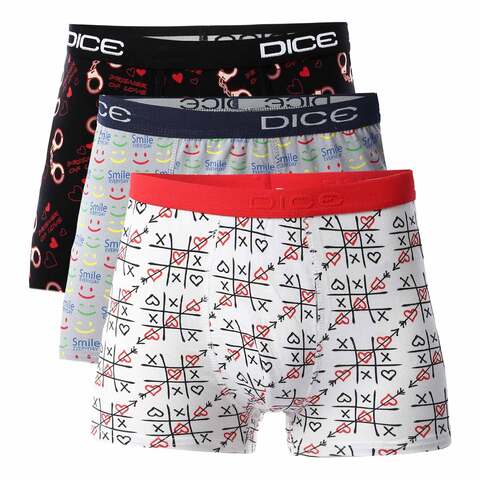 Buy Dice DM201 Printed Boxer For Men - Size Medium - 3 Pieces