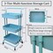 Rolling cart, 3-Tier Utility Rolling Cart Multifunction Storage Service Cart with Handle and Lockable Wheels for Kitchen Bathroom Office Laundry Room (Blue)