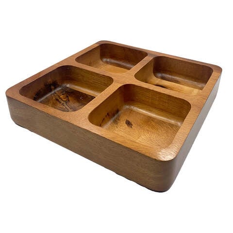Topps Wooden Square Platter With 4 Compartments,22X 22Cm