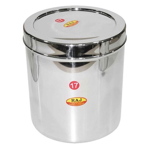 Raj Stainless Steel Round Storage Container Silver 2L