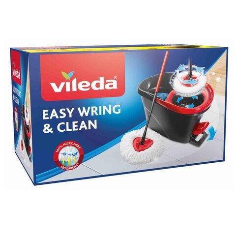  Vileda Turbo EasyWring & Clean Floor Mop Complete Set, Mop and  Bucket with Power Spinner, Blue : Health & Household