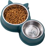 Buy Okbuynow Double Dog Cat Bowls Durable Stainless Steel Pet Bowl with No-Slip Cute Modeling Food Water Feeder for Puppy Medium Pets Dogs Cats Green… in UAE