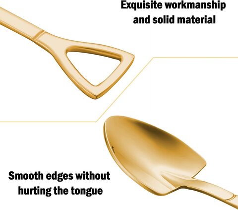 Atraux Gold Stainless Steel Mini Dessert Shovel-Shaped Spoons For Home, Kitchen &amp; Restaurant (4 Pcs)