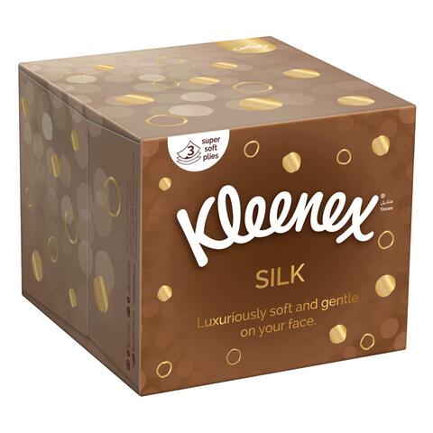 Kleenex Silk Cube Facial Tissue, 3 PLY, 1 Tissue Box x 50 Sheets, 100% Cotton Soft Tissue Paper for Gentle Care