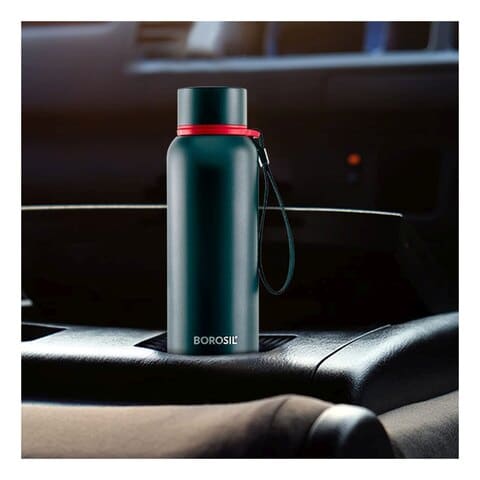 BOROSIL Trek Black 500 ml Flask water Bottle (Pack of 1, Steel)