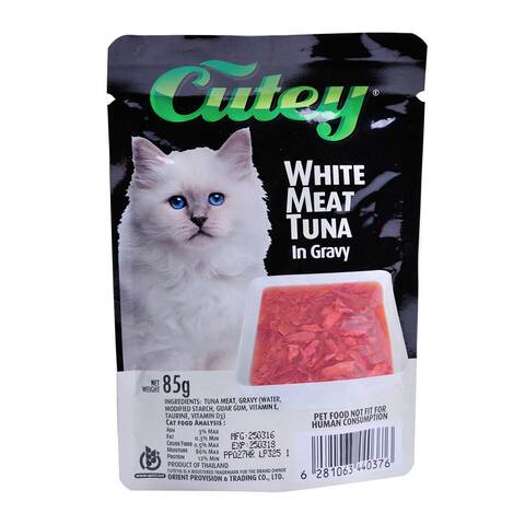 Cutey white meat tuna in gravy with checen 85g 