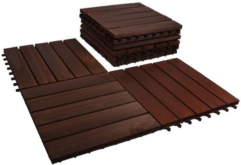 YATAI - Wooden Floor Tiles, 30x30x2 cm, Wood Decking Tiles, Office Floor Tiles, Diy Tiles, Garden Tiles - 9Pcs