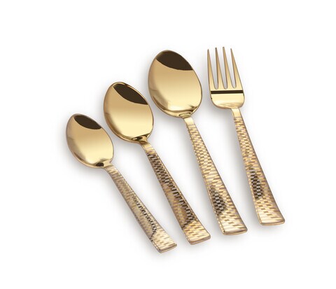 Cutlery Set Rose Gold Laser Stand 24 Pieces Set