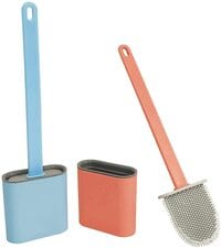 Aiwanto 2Pcs Toiet Cleaning Brush Bathroom Brush with Holder Cleaning Brush(Random Colour)