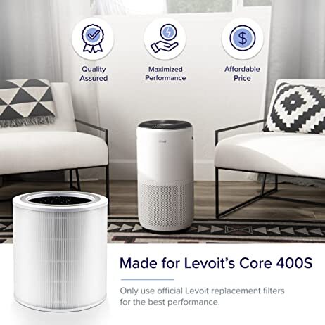 Levoit Core 400S True HEPA 3-Stage Original Replacement Filter, Core 400S-Rf, White