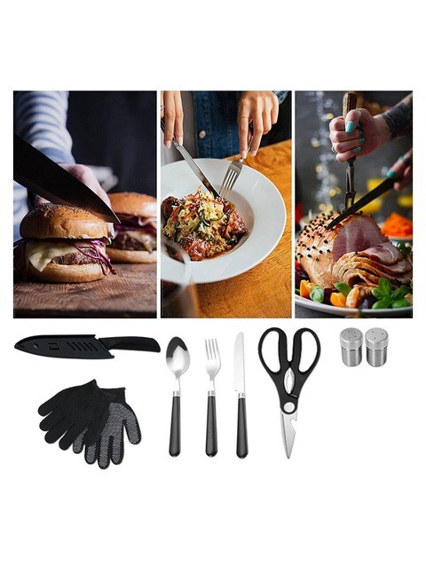 Coolbaby Portable Camping Kitchen Utensil Outdoor Barbecue Tool Set-34 Piece Cookware Kit Stainless Steel Cooking And Grilling Utensil