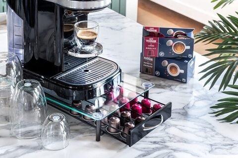 Buy 1CHASE®️ Glass Top Coffee Capsule Holder With Drawer, 40 Pcs Nespresso  Coffee Pods Holder, Home ,Kitchen, Office and Counter Organizer Online -  Shop Home & Garden on Carrefour UAE