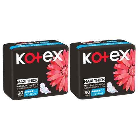 اشتري Kotex Maxi  Normal Pads 30 Sanitary Pads Twin Pack في الامارات