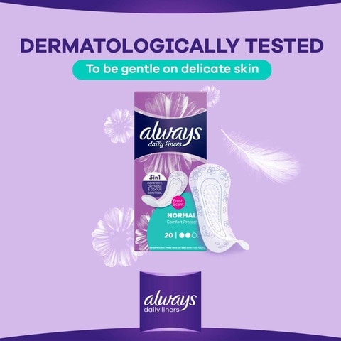 Always Daily Liners Comfort Protect Pantyliners With Fresh Scent Normal 20 Count