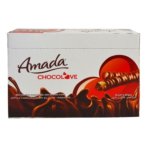 Solen Amada Chocolove Milk Chocolate Coated Wafer With Hazelnut Cream 15g Pack of 24