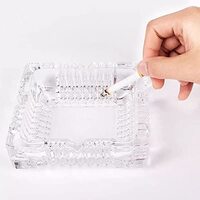 
Ashtray , Large Glass Ashtray for cigarette cigar , Clear Crystal Ash trays Outdoor Glass Spuare Ashtrays(L-16.5*W-16.5*3CM)