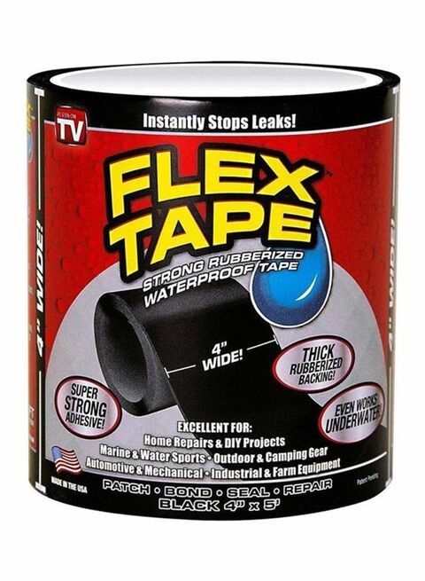 FLEX TAPE Strong Rubberized Waterproof Seal Tape 4&quot; x 5&#39; Black