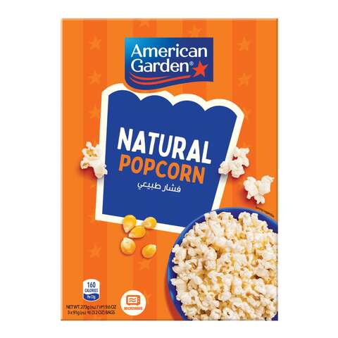 American Garden Microwave Natural Popcorn Gluten-Free 273g (3 Bags of 91g)