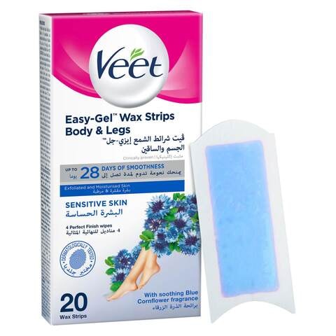 Veet Easy-Gel Wax Strips For Sensitive Skin White 20 PCS