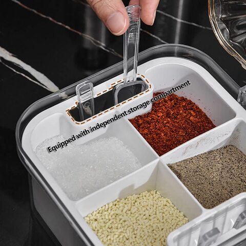 Seasoning Box 4 Compartment Plastic Seasoning Storage Container For Spice  Salt