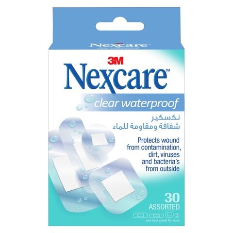 Nexcare Clear Waterproof Bandages, Assorted, 30/Pack