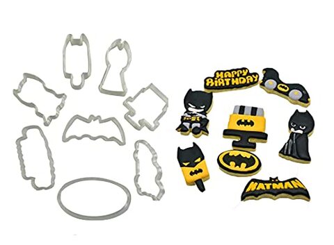 Generic 8 Pcs Batman Superhero Fondant Cookie Cutters Children Comics Birthday Party Favor Cake Decorating Tool